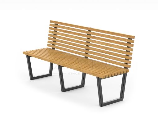 Banc public Bergen 02.015SC - 180cm - acier inoxydable ou acier au carbone - bois tendre, dur ou exotique_0