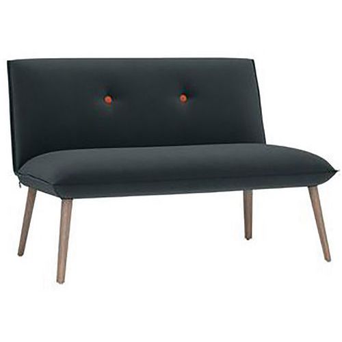 BANQUETTE 2 PLACES BOUTONS ORANGE SODA CARABU GRIS MOYEN - MOBITEC