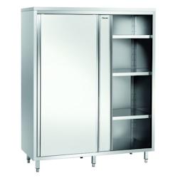 Armoire haute Bartscher - acier inoxydable - portes coulissantes - profondeur 600 mm et hauteur 2000 mm - 3 tablettes réglables - l60 - L120 - P60 - h200 - 398120_0