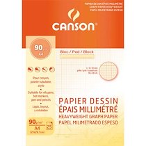 BLOC DE PAPIER MILLIMÉTRÉ, A4, 90 G/M2 - LOT DE 3