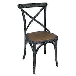 Bolero Chaises en Bois Noir Patiné avec Dossier Croisé   Lot de 2 - noir Bois massif GG654_0