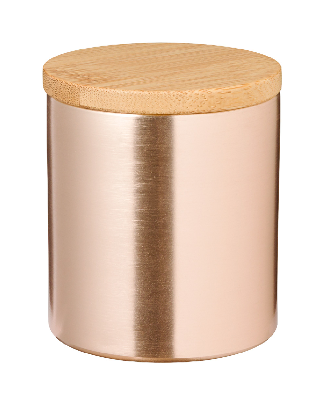 Bougie parfumée à la vanille - support aluminium avec couvercle en bambou - 230g - couleur rose_0