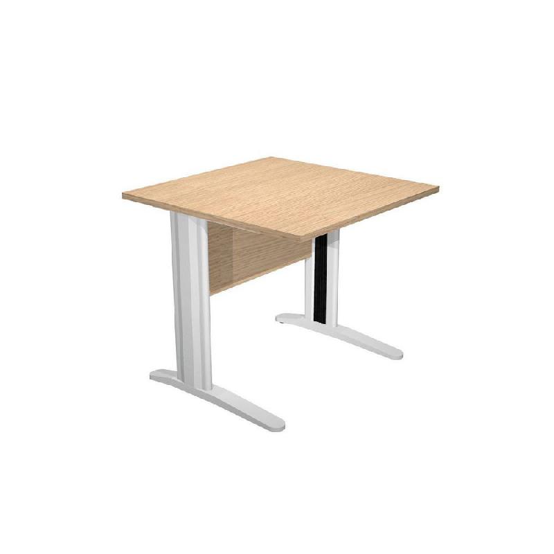 BUREAU DROIT PRONTO METAL - L.80 X P.80 CM - PLATEAU CHENE - PIEDS L ALUMINIUM
