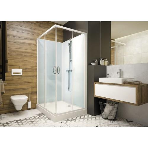CABINE DE DOUCHE 80X80 CM IZIGLASS 2 COULISSANTE - ACCÈS ANGLE - MITIGEUR MÉCANIQUE LEDA