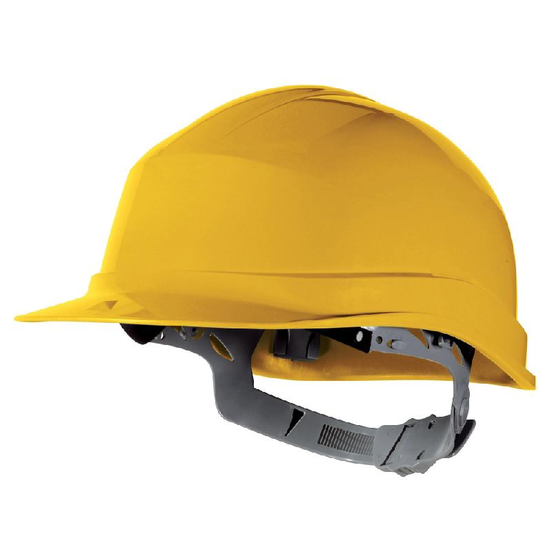 CASQUE DE CHANTIER AVEC SERRAGE À GLISSIÈRE DELTA PLUS, JAUNE