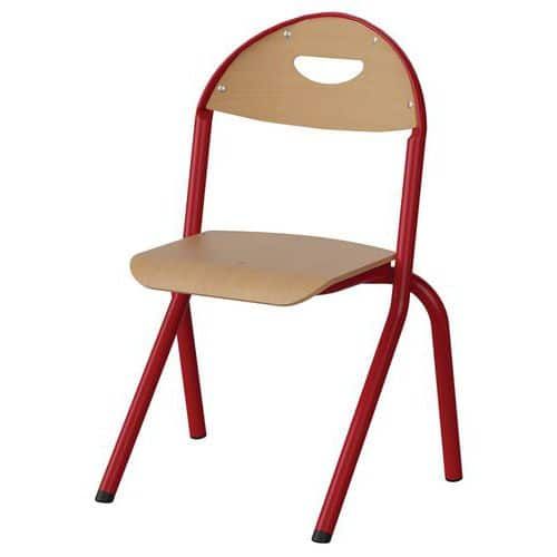 CHAISE MALIBU AST - T2 - ASS/DOS HÊTRE / ACIER ROUGE 3020 - MANUTAN EXPERT