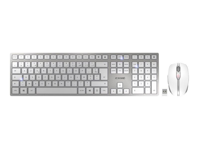 CHERRY DW 9000 SLIM - ENSEMBLE CLAVIER ET SOURIS - AZERTY - FRANÇAIS - BLANC, ARGENT