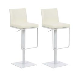 CLP Lot de 2 tabouret de bar Panama similicuir Crème/Blanc - beige polyester 307836_0