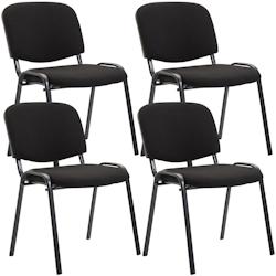 CLP Lot de 4 chaises visiteur Ken en tissu Noir - noir textile 313008_0
