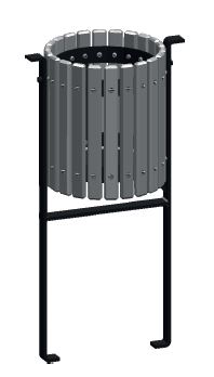 Corbeille publique BIARRITZ Réf. 3030 - acier et bois tropical - 29,8L - finition oxiron noir peint_0