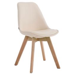 Décoshop26 - Chaise de salle à manger x1 style scandinave en PVC crème support 4 pieds en bois couleur clair 10_0003743 - 3000251743746_0
