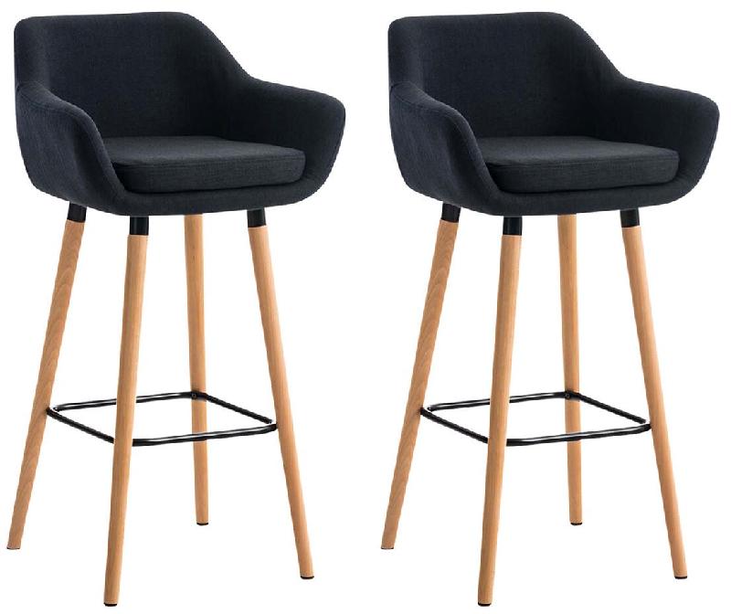 Décoshop26 - Lot de 2 tabourets de bar design et confortable en tissu noir avec accoudoirs et repose-pieds 10_0000271 - noir 3000862169607_0