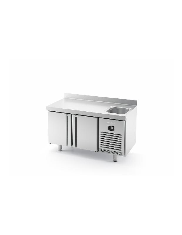 Desserte positive 2 portes avec évier - inox AISI 304 - Température -2°C à +8°C - Infrico - Réf BMPPF1500 II_0