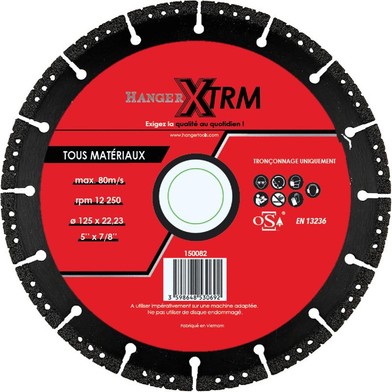 DISQUE À TRONÇONNER DIAMANTÉ MULTI-MATÉRIAUX X-TRM D125MM - HANGER - 150082