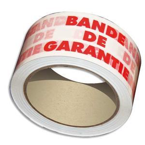 Adhésif polypropylène blanc imprimé rouge - Bande de garantie 50 microns - 48 mm x 100 mètres_0