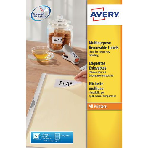ETIQUETTES ENLEVABLES ILC BLANC 210 X 297 MM - AVERY
