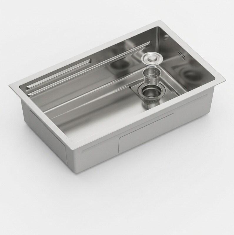 Évier sous plan en acier inoxydable avec égouttoir 188 x 700 x 440 mm | Gasfrit - gris APK_GFYL7_0