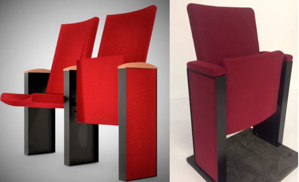 Fauteuil à piétement latéraux, assise relevable automatiquement et accoudoir commun à deux fauteuils - th70_0