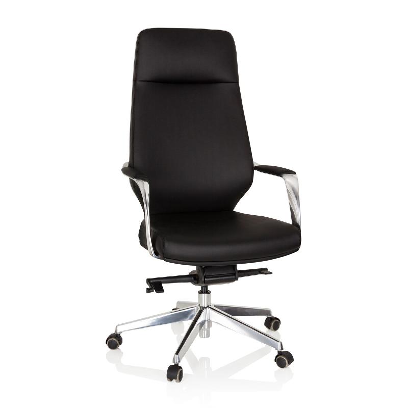 Fauteuil de direction / chaise bureau VELVET simili cuir noir hjh OFFICE - noir plastique 600983_0