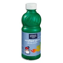 PEINTURE ACRYLIQUE LEFRANC BOURGEOIS GLOSSY FLUIDE BRILLANTE INDÉLÉBILE MULTI-SUPPORTS VERT BRILLANT FLACON 500ML