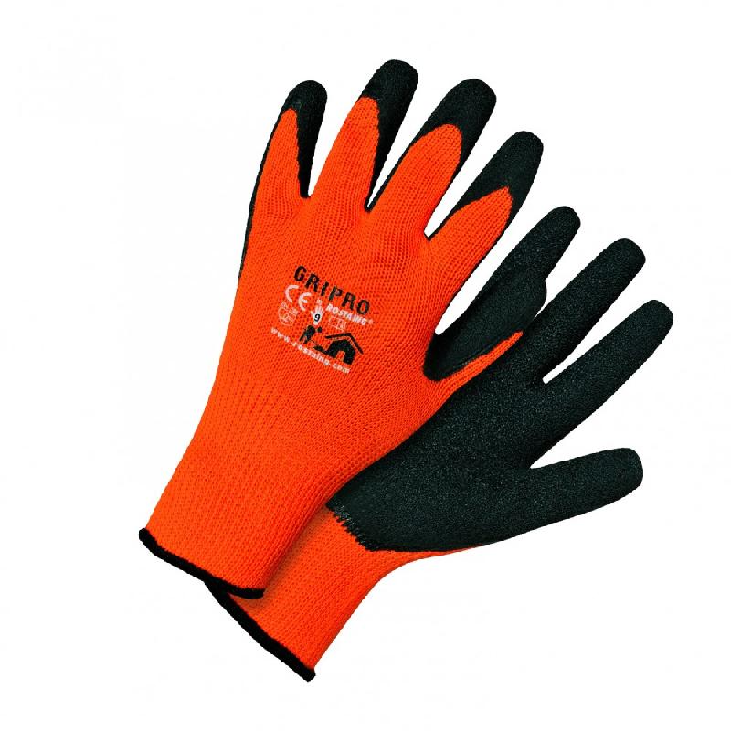 Gants de manutention - maçonnerie et menuiserie - orange ROSTAING GRIPRO taille 10 - étanches et résistants à la perforation_0