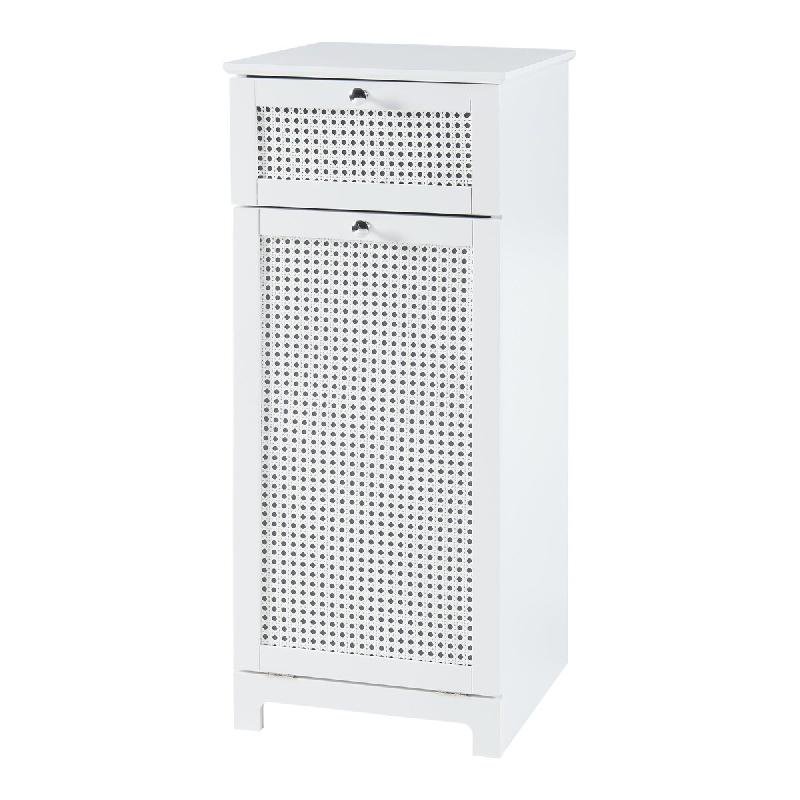 Helloshop26 - Meuble à linge MDF PVC effet rotin 90 x 38 x 40 cm blanc 03_0010147 - blanc Bois manufacturé 3000225062972_0