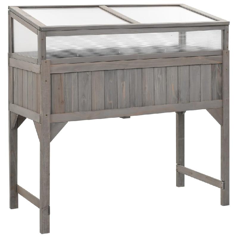 Jardinière lit surélevé en bois de sapin massif avec serre - 110 x 54 x 120 cm - Résistante aux intempéries - Réf : 02_0000961_0