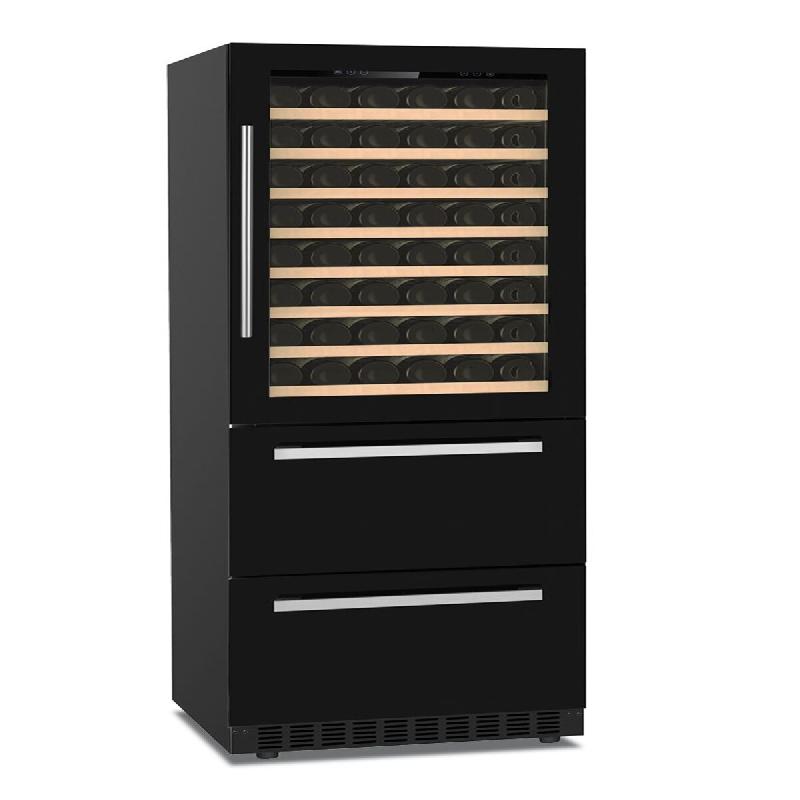 KLIMAITALIA Réfrigérateur combiné à 2 températures avec pte inox. Des étagères et tiroirs en bois. Éclairage LED. Thermo num. Mod. DW190BLACK - 3953_0