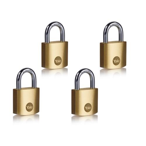 LOT DE 4 CADENAS LAITON S'ENTROUVRANT - 40 MM - 4 CLÉS INCLUSES YALE