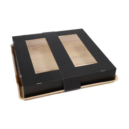 Papstar 100 Tabletts, Palmblatt eckig 5 cm x 29 cm x 29 cm mit separatem Deckel und Banderole - Matériau naturel 89495-C_0