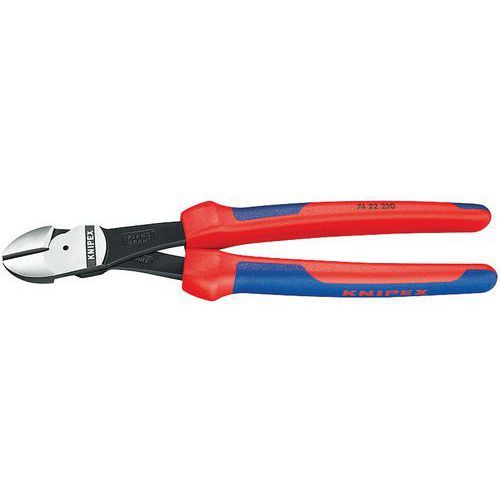 PINCE COUPANTE DÉMULTIPLIÉE 250MM COUDÉE À 25° - GAINAGE BI-MATIÈRE - KNIPEX