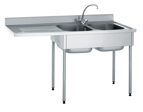 PLONGE INOX POUR LAVE-VAISSELLE ENCASTRÉ 2 BACS