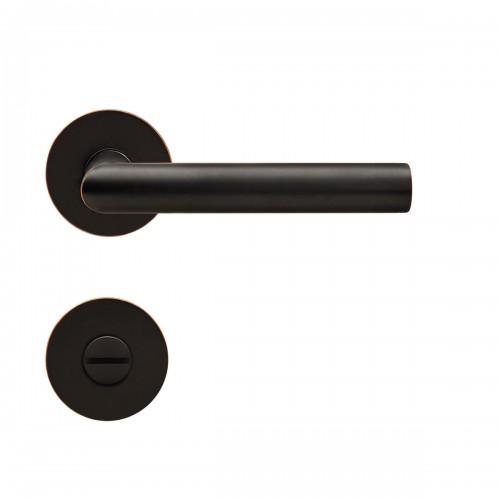 POIGNÉES DE PORTE SUR ROSACES RONDES - SÉRIE EPL 28 RHODOS - NOIR BRONZE - À CONDAMNATION KARCHER DESIGN