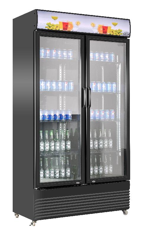 Réfrigérateur 2 portes en verre - 780L - Noir - Éclairage intégré - Réf. 7455.1394_0