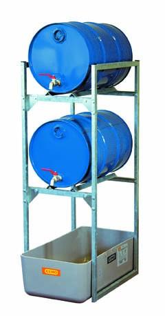 Rayonnage avec rétention 65 l - stockage de 2 fûts de 60 l horizontaux - acier galvanisé_0