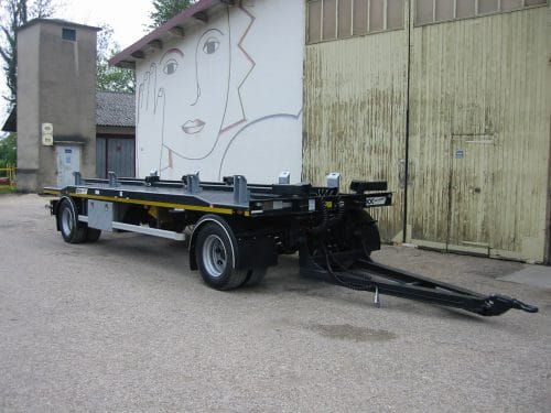 Remorque porte-caisson mixte - 2 multibennes ou 1 ampliroll - longueur maxi 6,5m - freins à disques et EBS_0