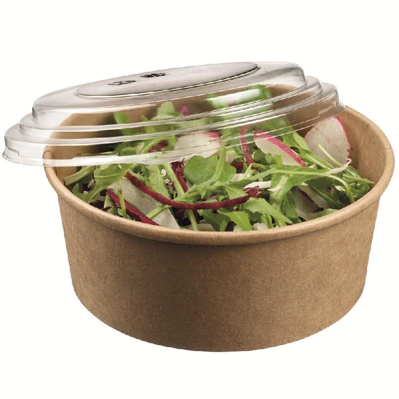 Saladier Ecokraft carton laminé naturel 750ml + couvercle PET - par 250_0