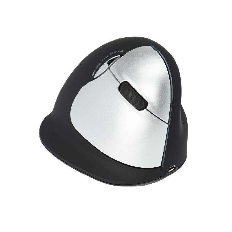 SOURIS ERGONOMIQUE VERTICALE SANS FIL DROITIER R-GO TOOL R-GO HE - TAILLE L - NOIR ET ARGENT