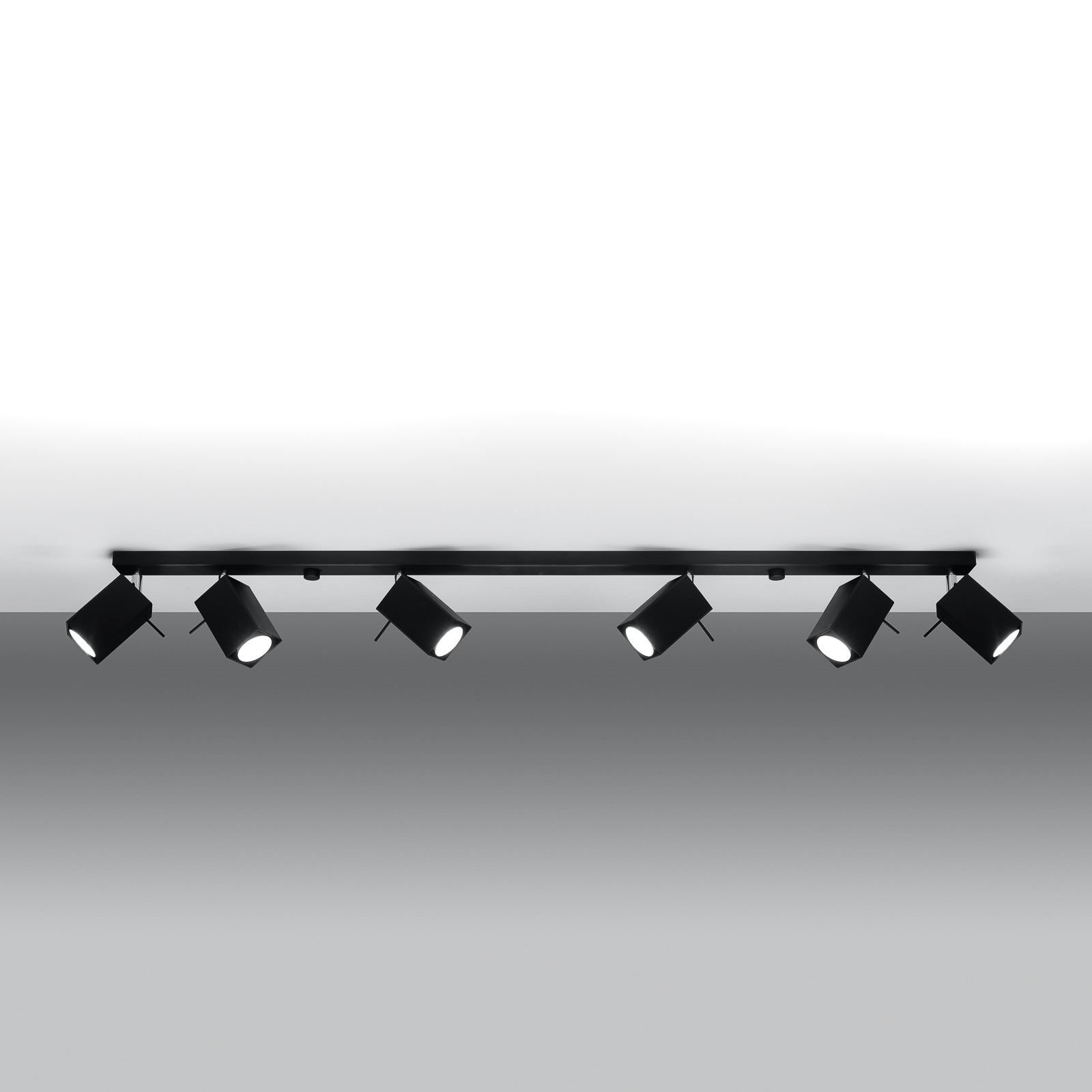 SOLLUX LIGHTING SPOT POUR PLAFOND SQUARE NOIR À 6 LAMPES LINÉAIRE