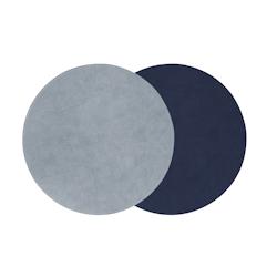 Stil Casa, set de 12 sous-plat bicolores, polyuréthane cousu, Ø 30 cm, finition dollar couleur bleu clair/bleu. - STP30D-IB_0