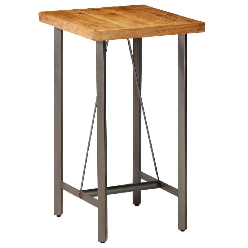 TABLE HAUTE MANGE DEBOUT BAR BISTROT TECK RECYCLÉ MASSIF CARRÉ MARRON 107 CM 0902121_0