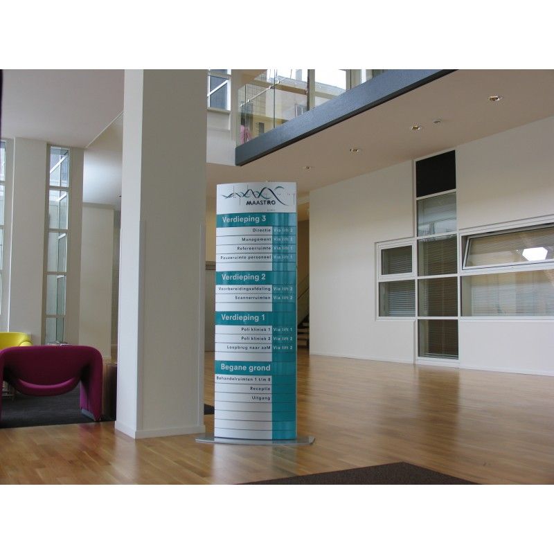 Totem d'intérieur bombé multi-niveaux - Sigma Signalisation - Topaze - structure aluminium et plusieurs dimensions_0