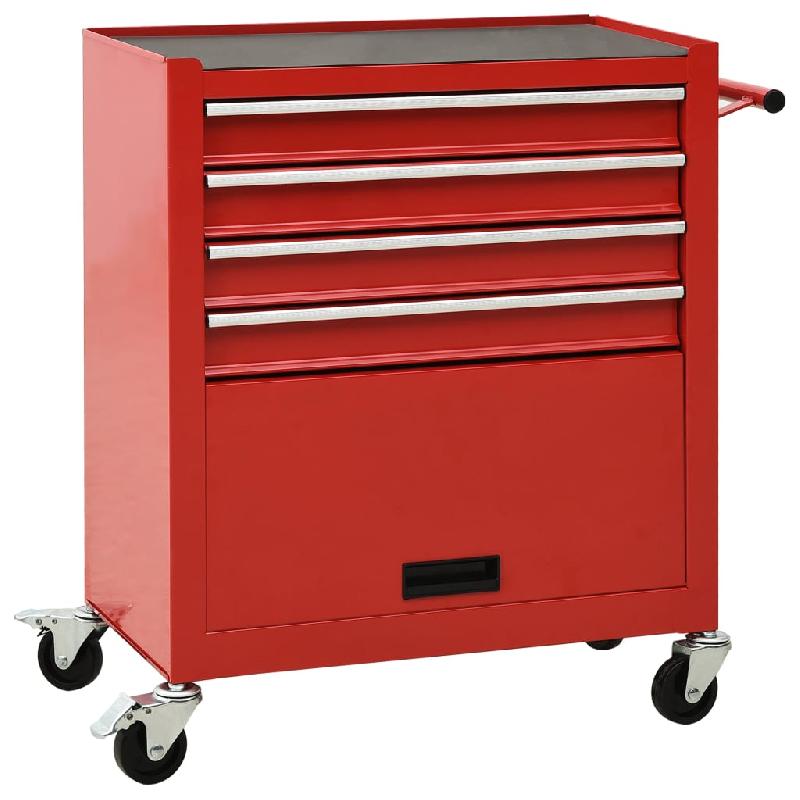 Vidaxl chariot à outils avec 4 tiroirs acier rouge 147187_0