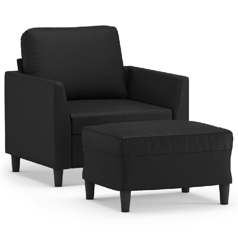 VidaXL Fauteuil avec repose-pied Noir 60 cm Similicuir Modèle Orion Nova - 3201117_0