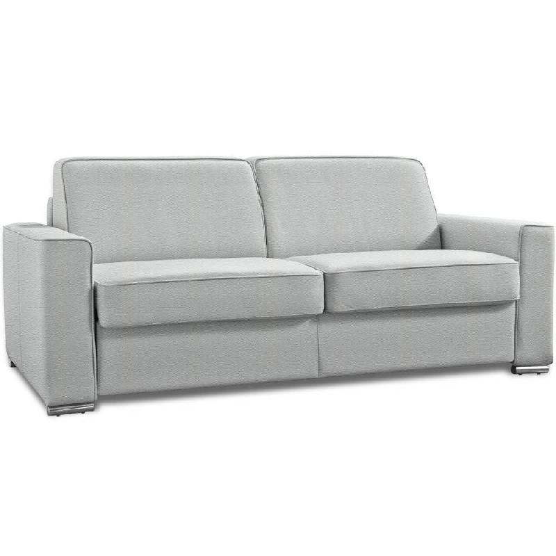 Canapé convertible 2-3 places Excellence - 120 cm - Matelas memory 18 cm inclus - Polyuréthane gris clair_0