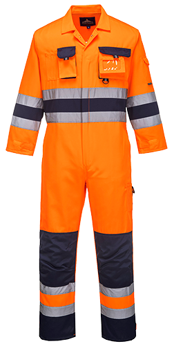 Combinaison HV Nante orange marine TX55, XL - bandes réfléchissantes, 12 poches, norme EN ISO 20471_0