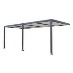 COULEURS DU MONDE Pergola adossée bioclimatique Seattle 3x6m en aluminium à lames orientables - gris aluminium 3700263325069_0