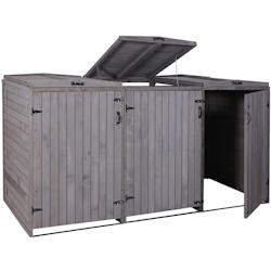Décoshop26 - Abri de poubelles extérieur conteneurs à ordures jusqu'à 6 bacs 126x237,5x98 cm en bois certifié FSC gris anthracite 04_0005616 - gr_0