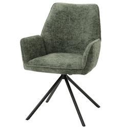 Décoshop26 - Chaise de salle à manger avec accoudoir assise rotatif en tissu chenille bleu-vert 04_0006274 - bleu 3000261682189_0