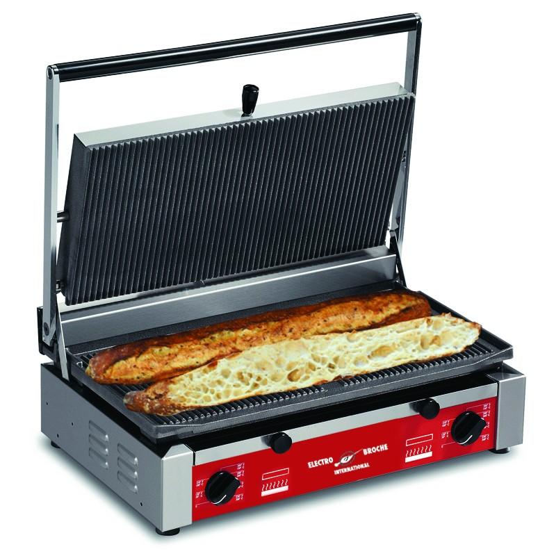 Grand grill sandwich - plaques supérieure et inférieure rainurées - surface de cuisson 500x255 mm - SPB1002_0
